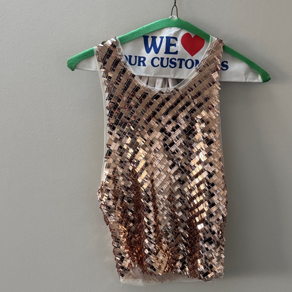 Free People Sequin Tank Top in Rose Gold XS new with tags open back